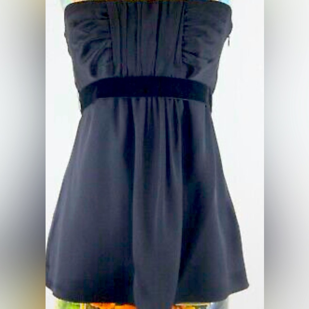 Banana Republic Black Strapless Silk Top